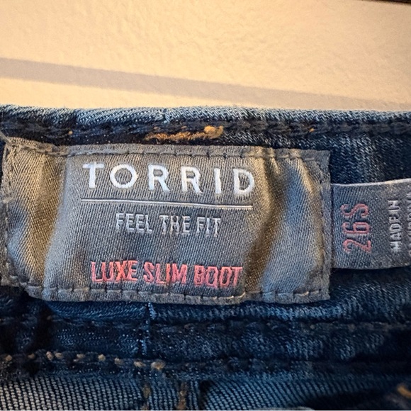 Torrid Luxe Slim Boot Jean Dark Blue Plus Size 26S - Picture 6 of 7